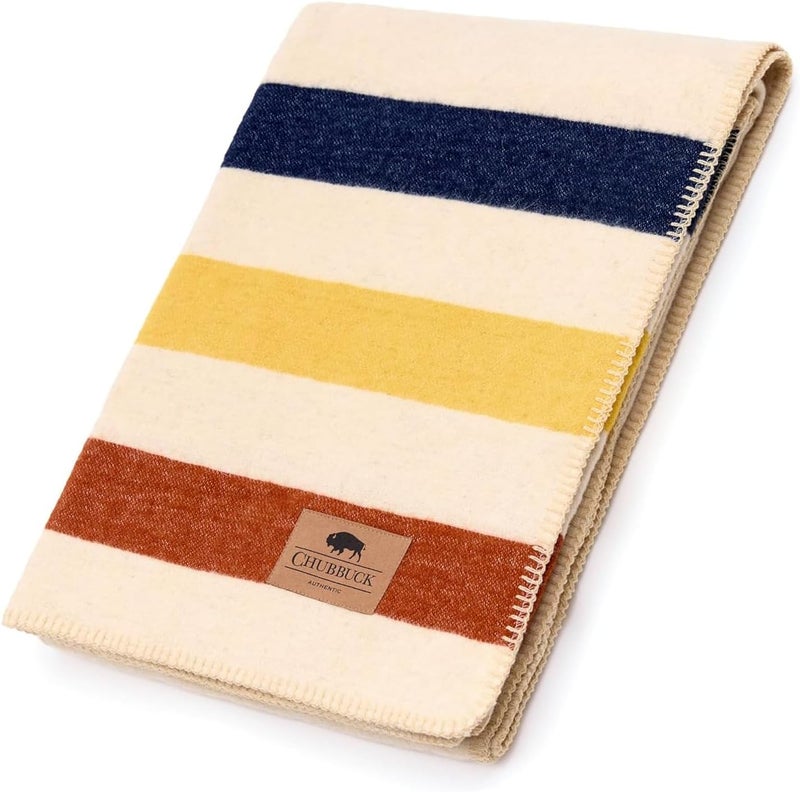 Chubbuck Authentic Chubbuck 100% Wool Blanket Camping (60" x 84") - Large Warm Blanket for Camping, Emergency, Outdoor Concerts and Home Use - Fire Retardant, Soft and Warm Blankets for Winter (Lighthouse) - Image 1